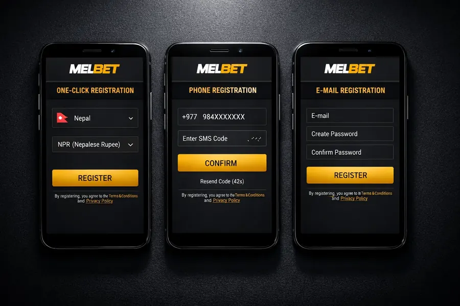 MelBet registration Nepal — one-click, phone and email registration methods