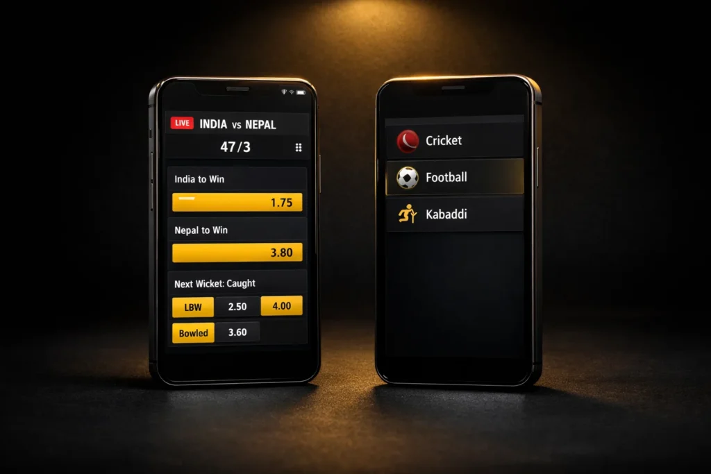 MelBet app Nepal — Android and iOS betting interface cricket live odds